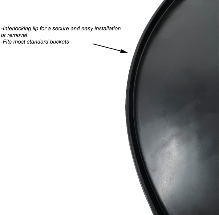 rim of 6 inch net pot with text showing features (interlocking lip for a secure and easy installation, fits most standard buckets)