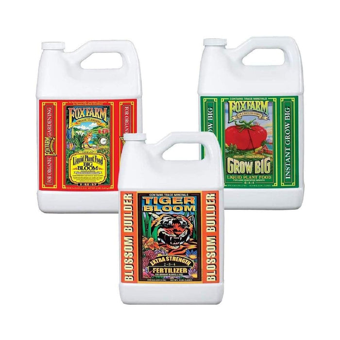 FoxFarm Big Bloom 1 gallon bottle, FoxFarm Grow Big 1 gallon bottle, FoxFarm TIger Bloom 1 gallon bottle